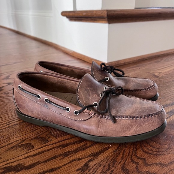 Vintage L.L Bean Men Boat Shoes Handsewn Moccasins Full Grain Leather Size 10 D - Picture 12 of 14